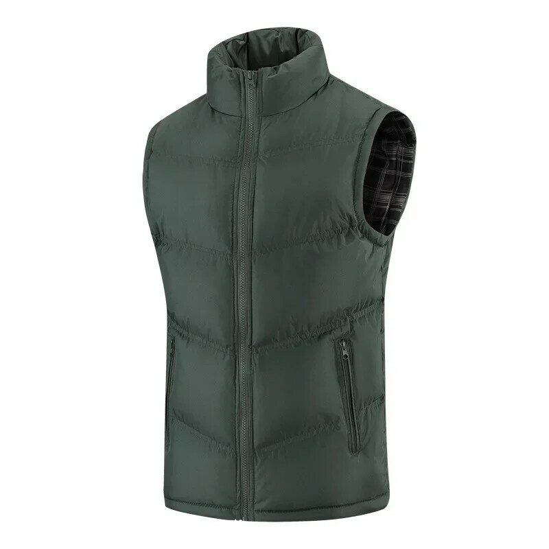 Men's Sweatwear Vest Jacket Thick Warm Sleeveless Coats Winter Waterproof Zipper Outdoor Autumn Stand-up Collar Casual Waistcoat
