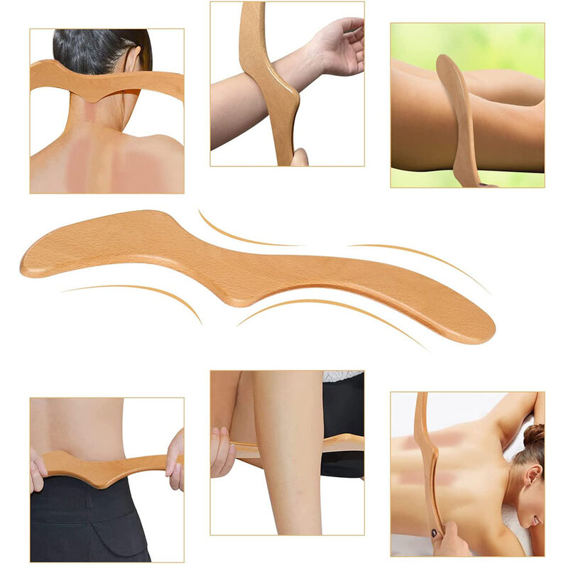 2 pçs de madeira massagem rolo ferramenta & madeira gua sha ferramenta terapia de madeira drenagem linfática para anti celulite volta alívio da dor muscular