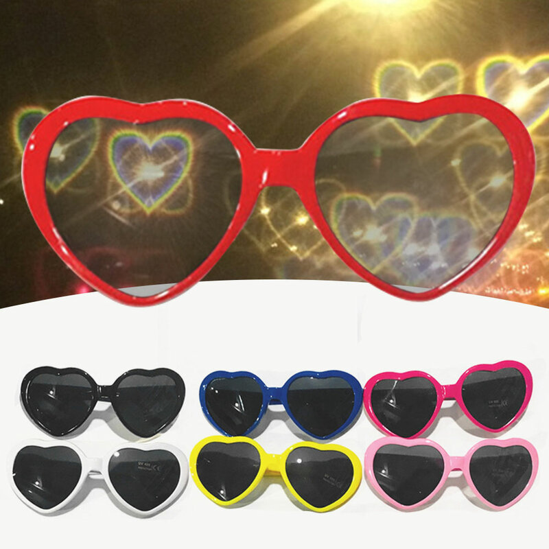 Gafas de sol con forma de corazón de amor, efectos especiales para ver la luz cambiar A gafas con forma de corazón por la noche