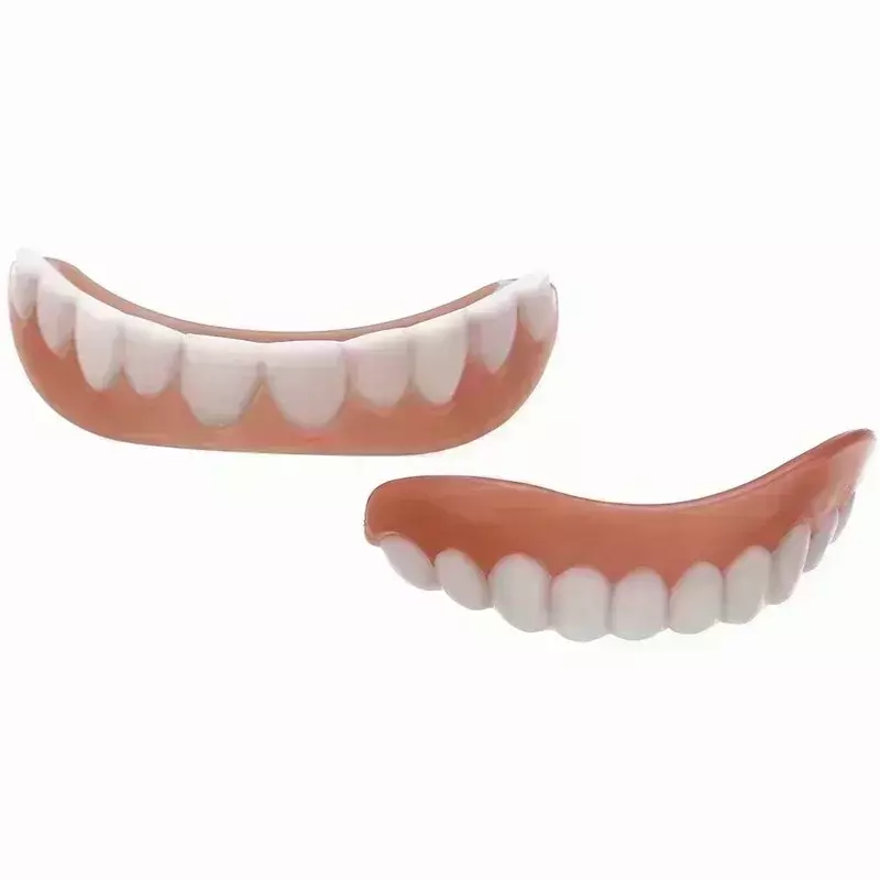 Folheados de silicone dentes falsos, aparelhos confortáveis, dentaduras ortodônticas, aparelhos para folheados superior e inferior, superior e inferior