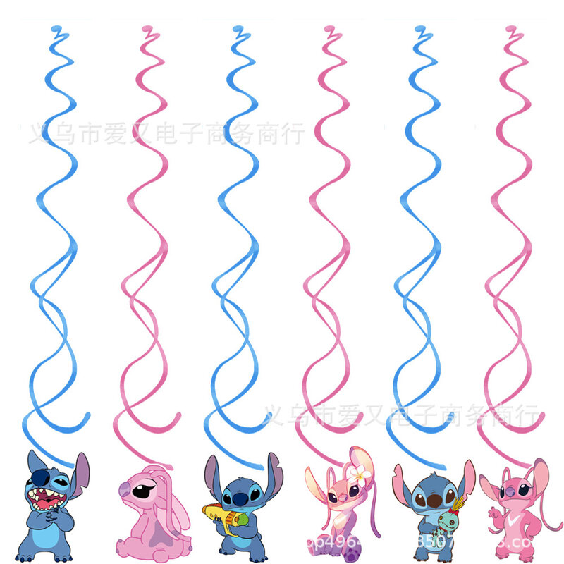 6 pz/lotto Stitch Angel Theme Swirls Happy Birthday Party Kids Girls Boys Favors eventi decorazioni soffitto spirali appesi