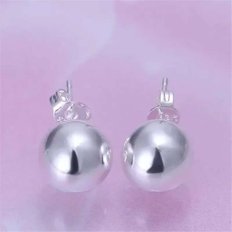 10MM klasyczne koraliki srebrna powlekane kolczyki sztyfty gorąca sprzedaż modnych modeli biżuteria dzika impreza E074