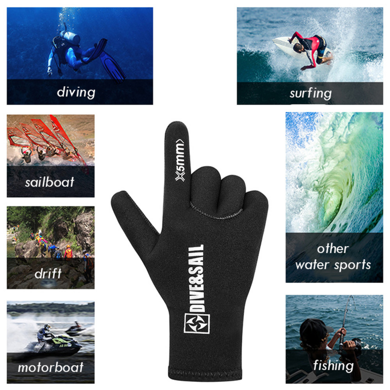 5mm Neoprene Anti Scratch Swimming Gloves Men Womens Winter Keep Warm Dive Gloves for Fishing Kayak Surfing Underwater Hunting