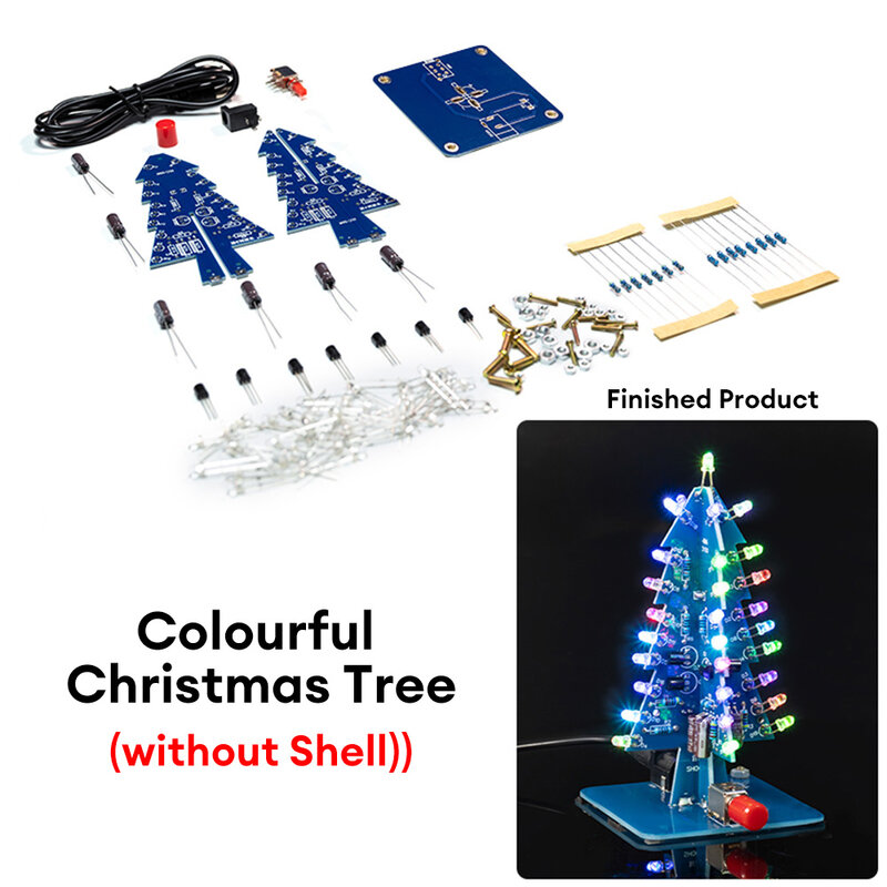 Kits de bricolaje de árbol de Navidad RGB LED intermitente, soldadura electrónica, colorido, 3D, Kits de bricolaje para soldadura, Práctica de Aprendizaje
