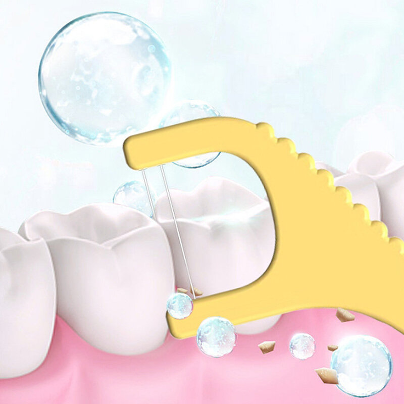 60st Wegwerp Kinderdier Tandheelkundige Stok Ultrafijne Tandenstoker Zijden Stok Schattige Cartoon Orale Interdentale Reiniging