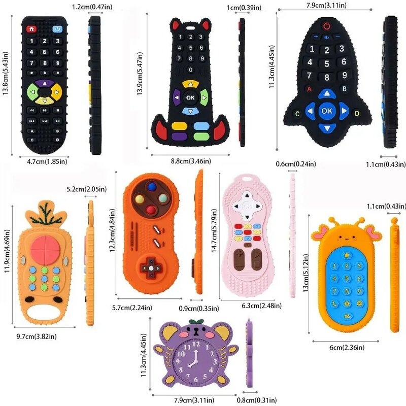 1 buah mainan Teether silikon bayi bentuk Remote Control Mainan Gigit penghilang nyeri gusi mainan tumbuh gigi anak-anak sensorik pendidikan