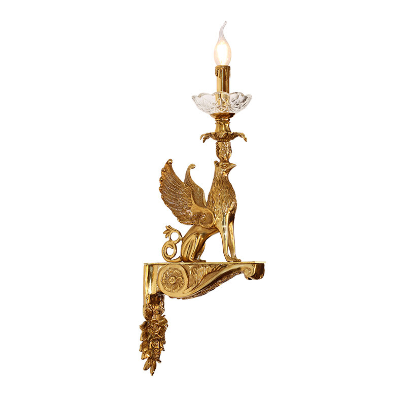 Jewellerytop rococo sirius wall scone lights artistic led wall lamp aged copper brass classical wall light for hallway