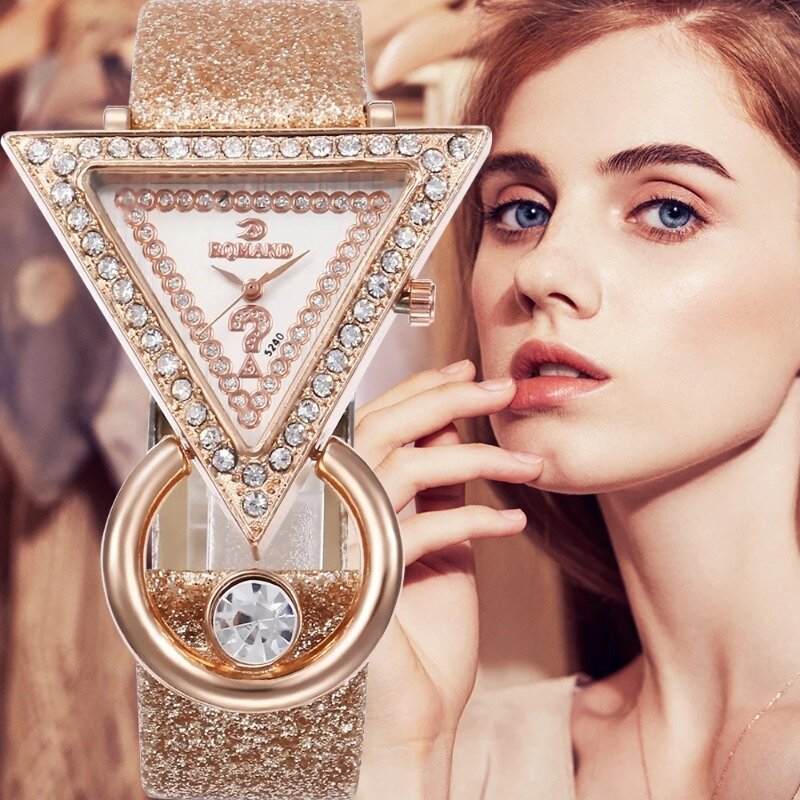 Женские часы 2024, креативные Роскошные зеркальные часы с матовым ремешком, женские наручные часы, модные кварцевые часы, женские часы