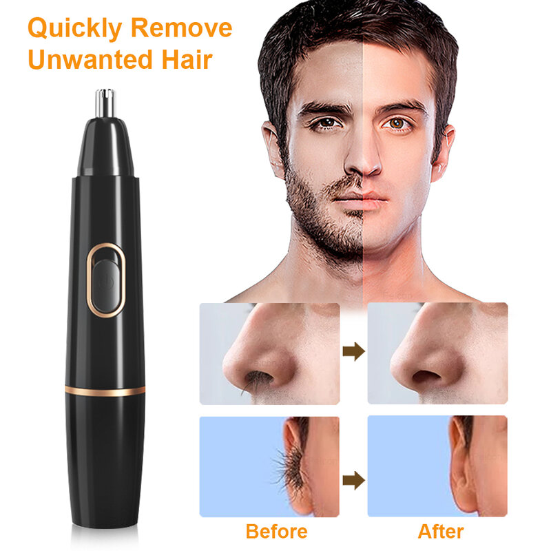 Aparador elétrico portátil do cabelo do nariz para homens e mulheres, barbeador da remoção do cabelo do nariz, cabelo do rosto e da orelha limpo, impermeável lavável