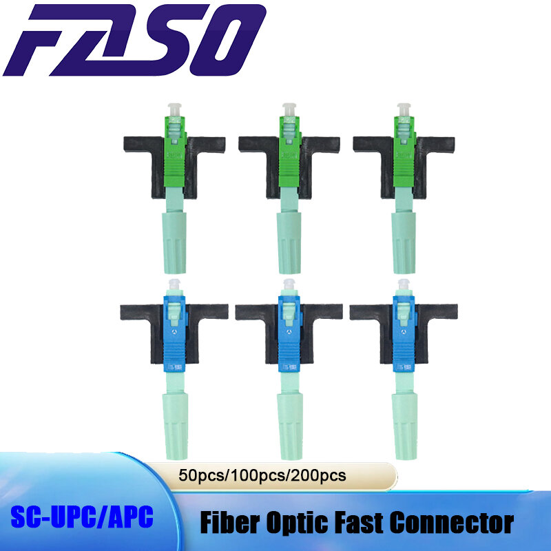 Conector de fibra ótica do SC APC, UPC, FTTH, SC, conector rápido, 50 PCes, 100 PCes, 200 PCes, 300 PCes