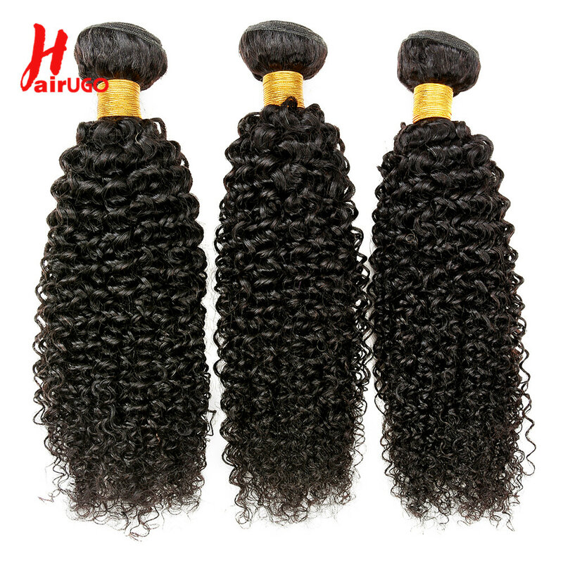 HairUGo – mèches brésiliennes non-remy, cheveux frisés bouclés, tissage de cheveux 100% naturels, Extension capillaire, 8-30 pouces, offres en lots