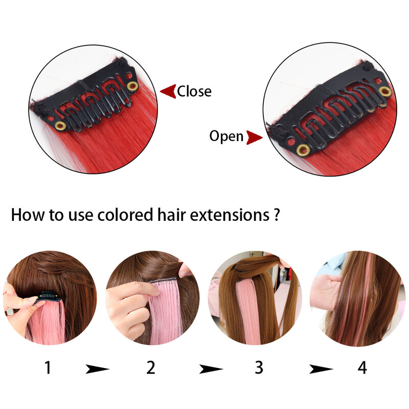 1 Pc Colored Hair Extensions Clip in Hair Extensions Curly Wavy Synthetic Hairpieces for Women Girls Braiding