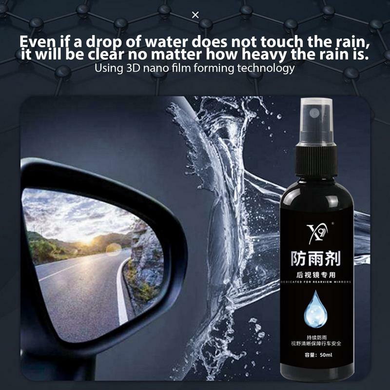 Spray anti-buée pour rétroviseur, spray universel bloquant l'eau, verre polyvalent, produits d'entretien pour vitres de voiture, rétroviseur, 50ml
