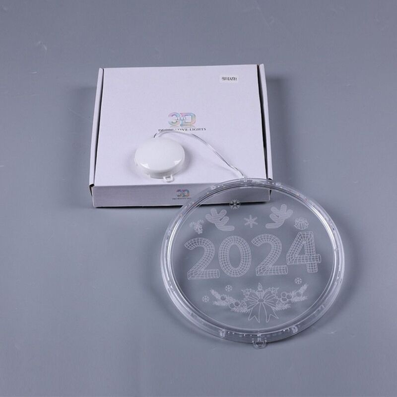 Guirxiété lumineuse LED acrylique ronde joyeux Noël, cadeaux de fête, 2024 lumières