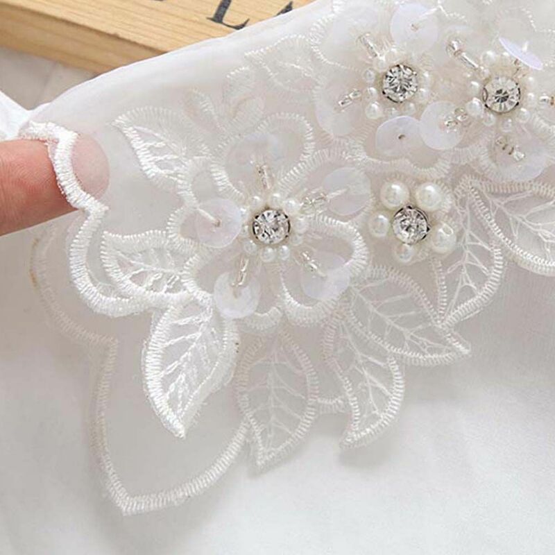 Detachable Fashion Rhinestone Cotton Leaves Flower Fake Collar Fake Neckline Shirts Collars Lace