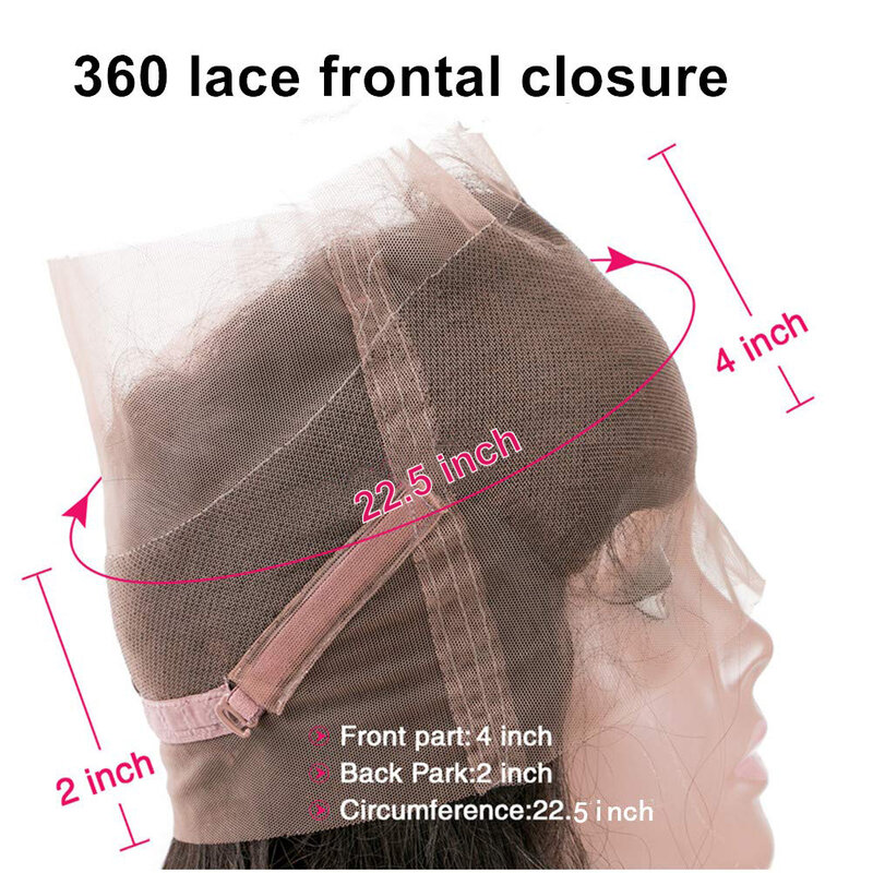 Extensions de Cheveux Naturels Lisses, Brun Ombré, Blond Miel, Fermeture en Dentelle 360, P427, 360