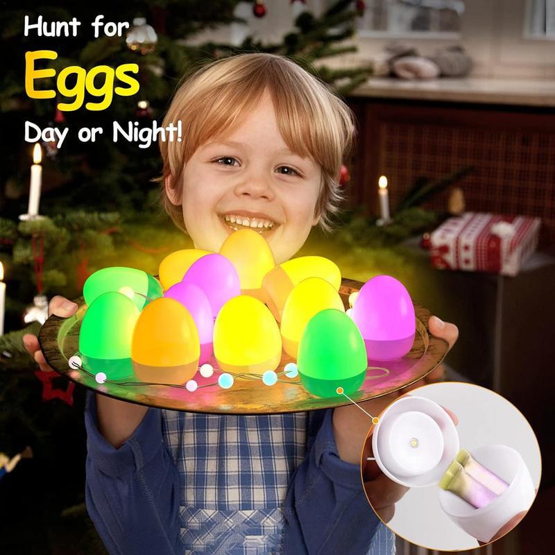 LED Light Up uova di pasqua 12 pezzi decorazioni per uova di pasqua illuminate uova impermeabili multicolori elettroniche resistenti alla caduta per camera da letto