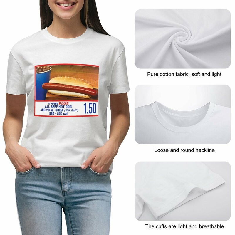 $1.50 Foodcourt Hotdog Shirt T-Shirt Graphics Zomerkleding Esthetische Kleding Vrouw T-Shirt