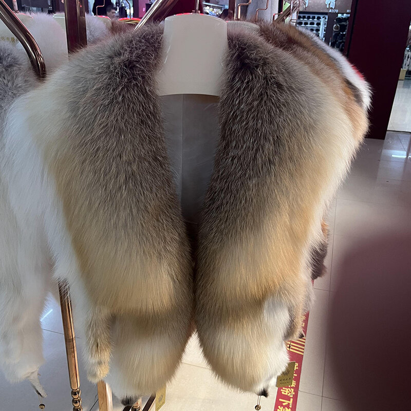 Futrzany szal dla kobiet szale damskie luksusowe prawdziwe futro z lisa najlepiej sprzedające się futrzany szal modne ciepłe zimowe 2023