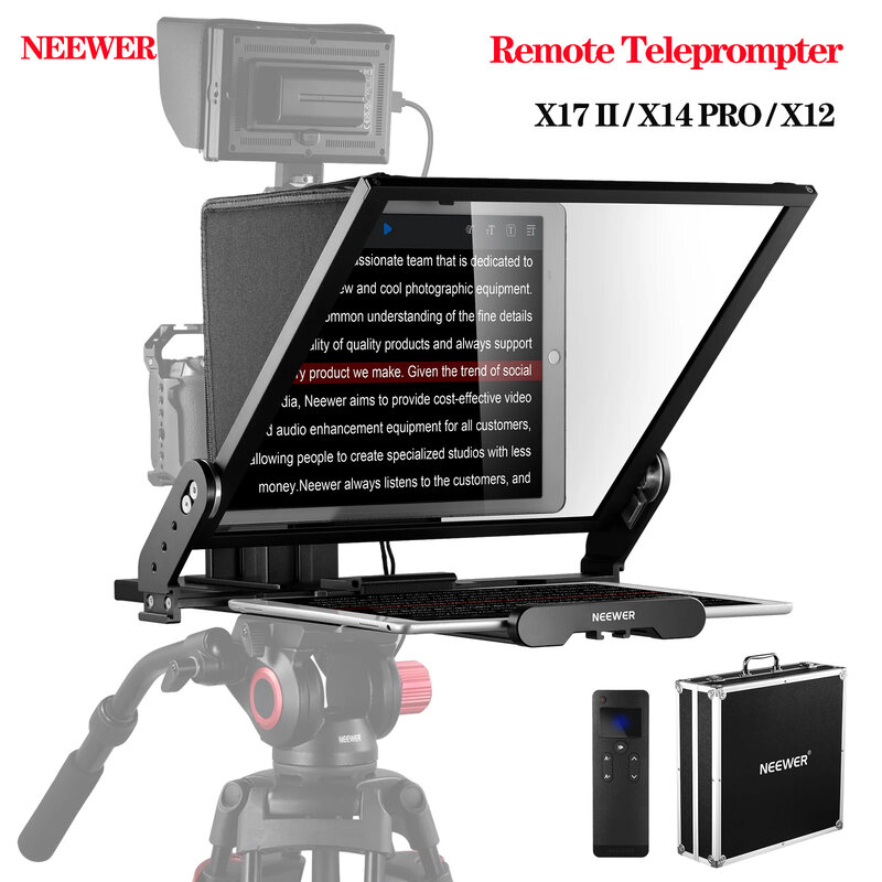 Neewer X17 II X14 Pro X12ระยะไกล teleprompter หน้าจอขนาดใหญ่พร้อมรีโมทคอนโทรลสำหรับ Vlog การถ่ายวิดีโอ teleprompter