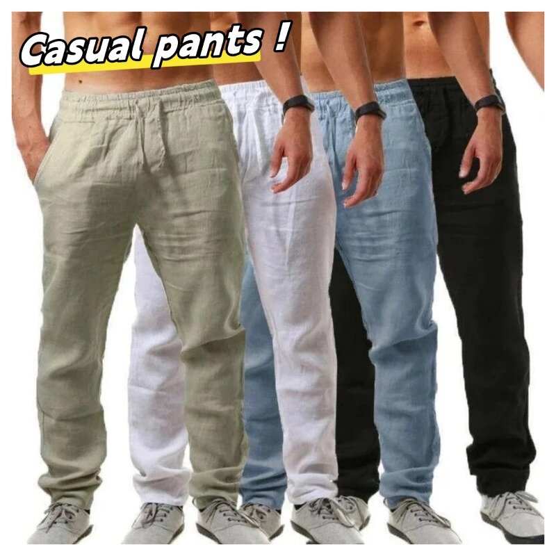 2023 new summer fashion men's casual pants elastic waist pants jogging pants thin breathable