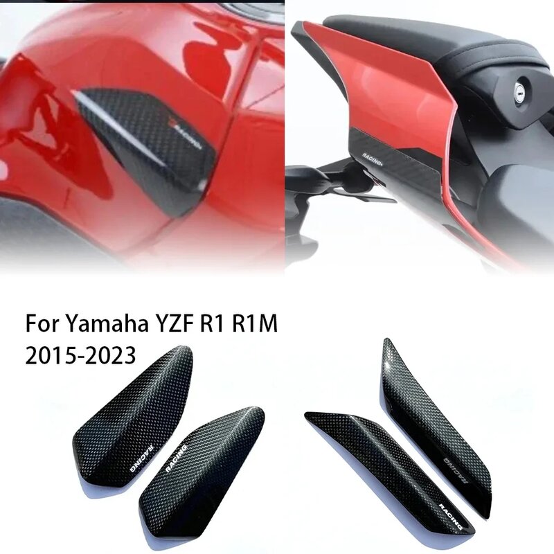 Pelindung tangki bahan bakar serat karbon 2015-2023 cangkang/ekor slider 100% murni 3K serat karbon untuk Yamaha YZF R1 R1M