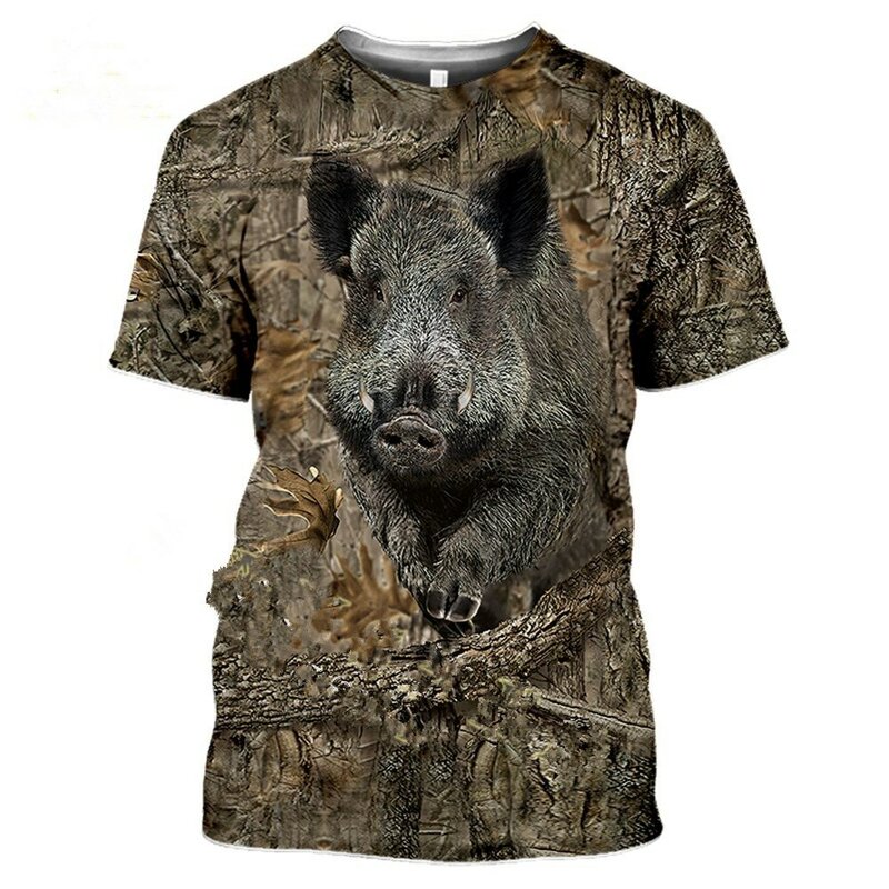 Tarnung Jagd Tier Kaninchen Männer Sommer lässig übergroße 3D T-Shirt Street Fashion Kurzarm Pullover Tarnung T-Shirt
