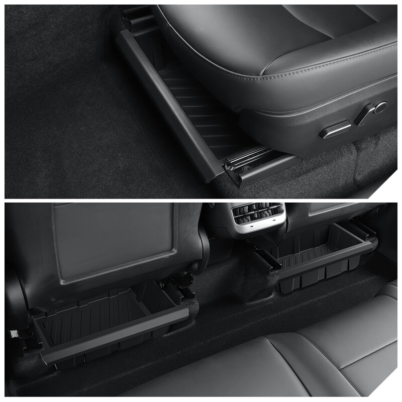 Caja de almacenamiento debajo del asiento para Tesla Model Y, accesorios interiores de coche, organizador tipo cajón, caja inferior, bandeja 2024