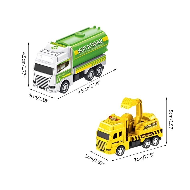 Baby Fun Mini samochody zabawkowe bezwładność Model ciężarówki kolekcja koparka dziecięca sanitarna śmieci odlew pojazd edukacyjny zabawka chłopiec prezent
