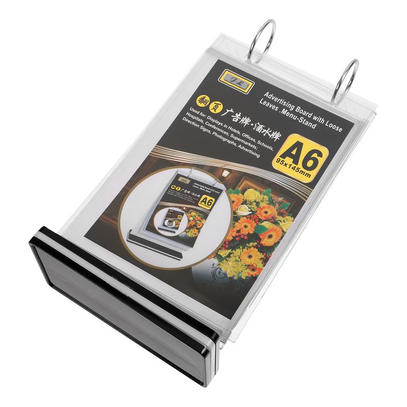 Porte-menu en acrylique pour carte de bureau à rabat, dossier en plastique transparent, affiche de prix, base de support de prix de supermarché