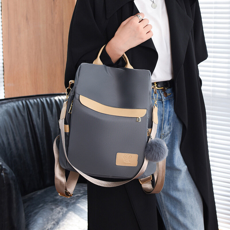Bolsa de ombro multifuncional com pingente para mulheres, elegante senhora mochila, simplicidade, bonito menina sacos, nova moda