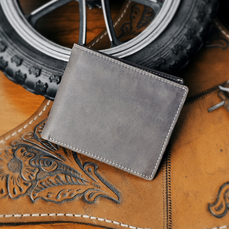Genuine Leather Short Wallet With Coin Pocket Fold Credit Card Slot Driver License Holder Zipper Money Bag Purse For Men, Women