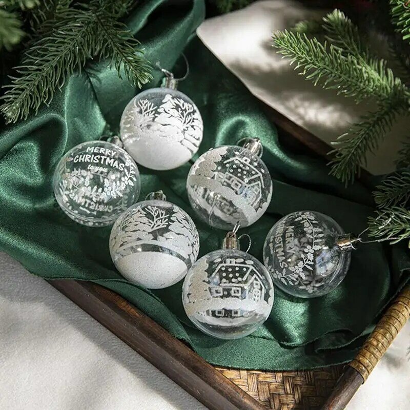 Adornos de bolas de Navidad transparentes, 6 piezas, rellenables, decoraciones para fiestas, árbol de Navidad pintado