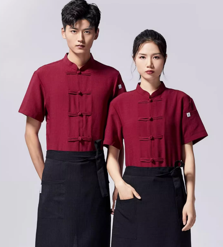 New Chinese Tea House Chinese Restaurant Waiter Work Clothes Set Summer