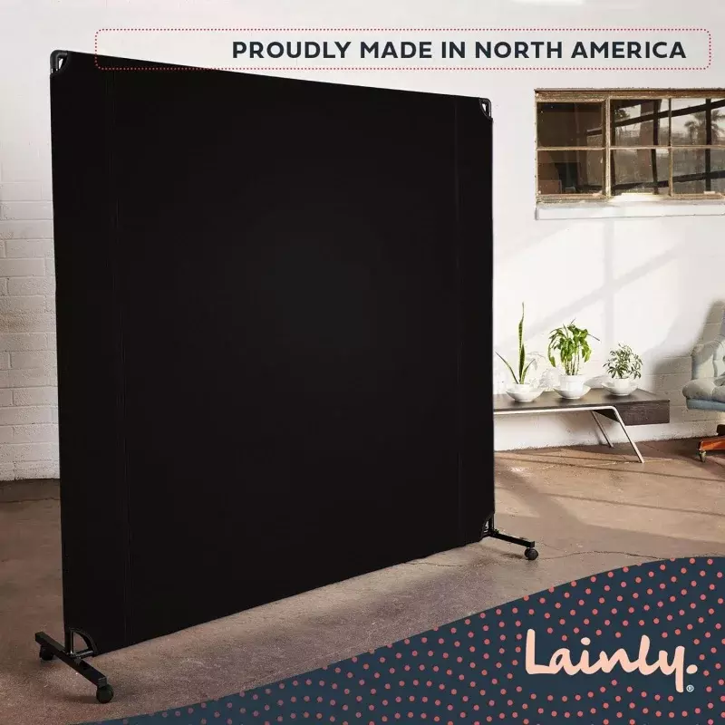 Rolling Room Divider Wall - Made in North America (6' L x 6' H, Black) Partition , Temporary , Office Divider,