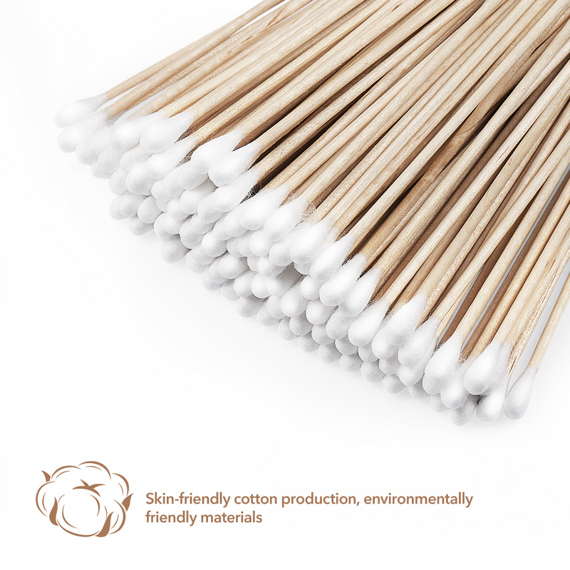 Baumwoll stäbchen lange schlanke Tupfer Holz Baumwoll stäbchen Auge Wattes täbchen für Reinigungs werkzeug für Wund reinigung, Reinigung Make-up, (6 Zoll
