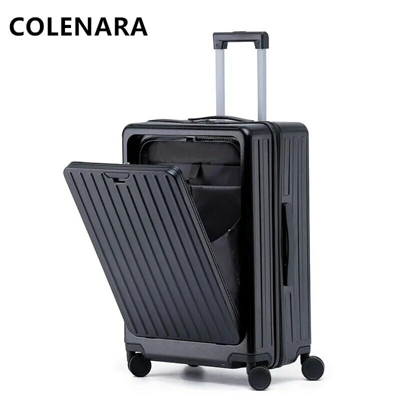 COLENARA-maleta rodante de negocios con carga USB para mujer, Maleta de equipaje de 20 pulgadas con apertura frontal, Nueva, 26