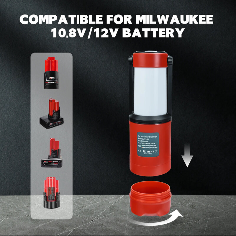 Schnur lose LED-Hand beleuchtung für Milwaukee M12 12V kompatibel mit Li-Ionen-Akku 900lm max Outdoor-Camping-Not beleuchtung