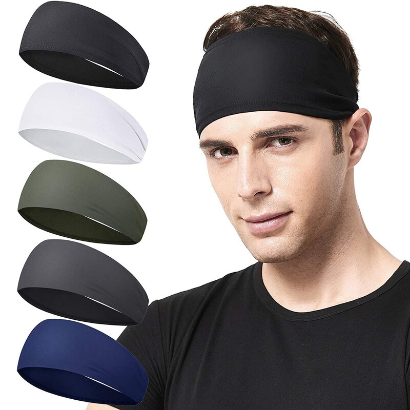 Sportowe opaski na głowę w jednolitym kolorze elastyczne antypoślizgowe szybkoschnący trening Fitness joga Unisex opaska na włosy