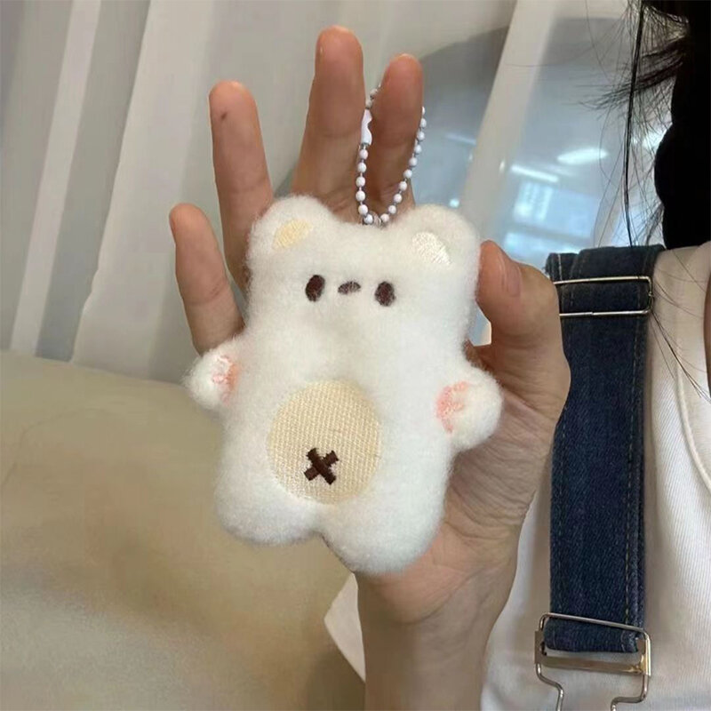 Cute Cartoon Bear Pendant Keychain, brinquedos recheados de pelúcia, decoração mochila Hangings