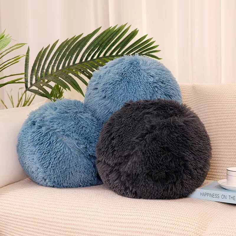 40CM Cute Creative Blue Black Ball Shape Comfortable Plush Toys Sofa Pillow Decoration Girls Kids Birthday Christmas Gift