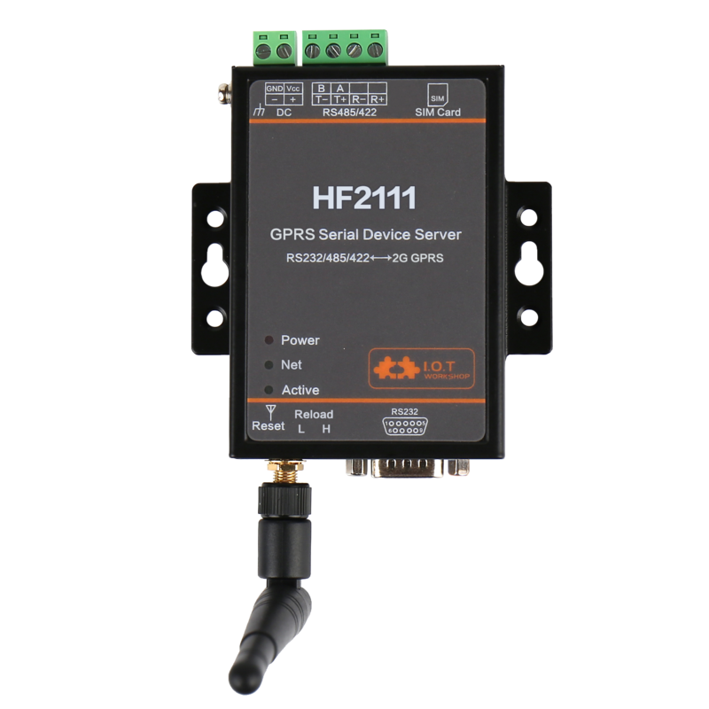 HF2111 GPRS Serial Device Server RS232 RS485 RS422 to 2G GPRS GSM Converter of DTU IOT Device 5-36V