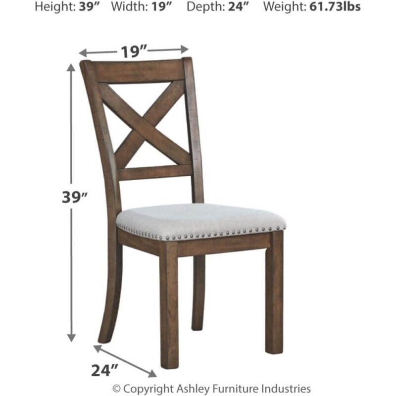Moriville-モダンな農家の布張りのダイニングルームの椅子、茶色のダイニングルームの椅子、2カウント、19インチ