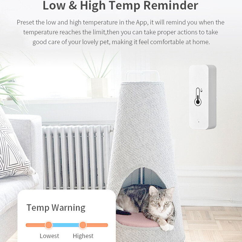 Tuya-湿度センサーと温度計,ワイヤレス,屋内,非接触,スマートライフ,Googleアシスタント,Wi-Fiをサポート