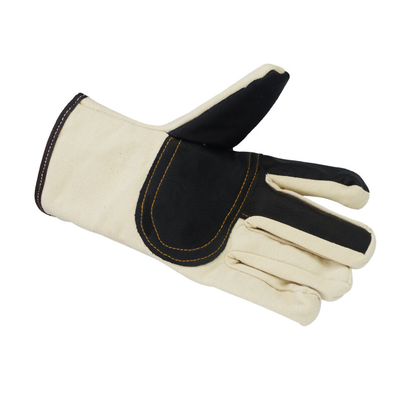 Xyehs 10 Paar Sicherheits handschuhe zum Schweißen von Segeltuchs ch weißen mit/Handfläche und Finger Rindsleder verstärkung