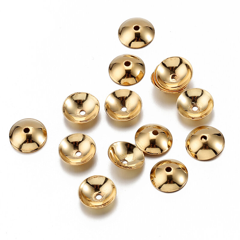 50pcs 3-10mm Gold Color Stainless Steel Round Bead Caps Spacer Beads for Jewelry Making DIY Components Accessories Wholelsale