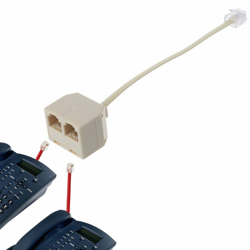 1 Male RJ11 Plug to 2 Female Adapter for Telephone Wire Cat3 6P4C Connector