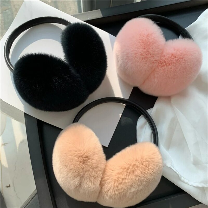 Winter Warm Earmuffs For Women Outdoor Windproof And Cold Protection With Thickened Foldable Earmuffs And Memory Hair Hoops