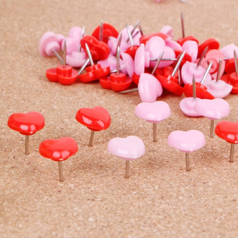 50 stuks hartvorm kunststof kwaliteit gekleurde push-pins punaises kantoor school