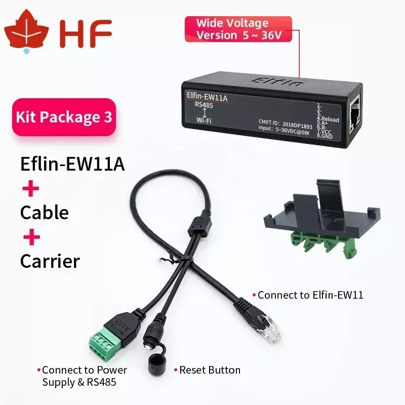 5 ~ 36V più piccoli Elfin-EW11A-0 dispositivi di rete Wireless Modbus TPC funzione IP RJ45 RS485 a WIFI Server seriale DTU